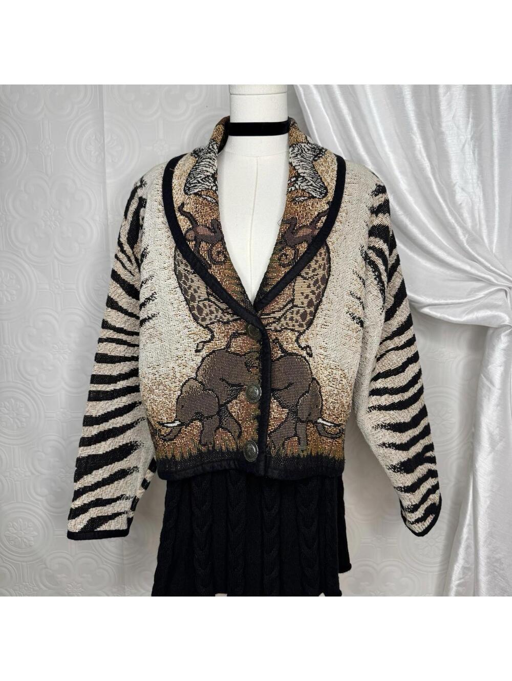 Vintage Painted Pony Womens Tapestry Jacket Safari Zebra Print One Size 90s